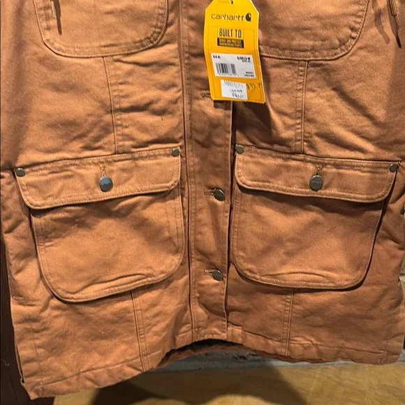 Carhartt Brown Pea Coat with Sherpa Lining - Picture 4 of 7